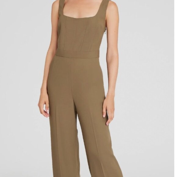 NWT Club Monaco Square Neck Jumpsuit in Olive (Size 2) - Picture 1 of 5
